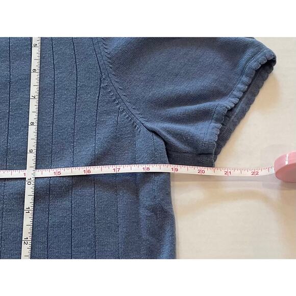 Alfred Dunner Periwinkle Blue Short Sleeve Ribbed Sweater Embroidered Beaded MP - Picture 11 of 13